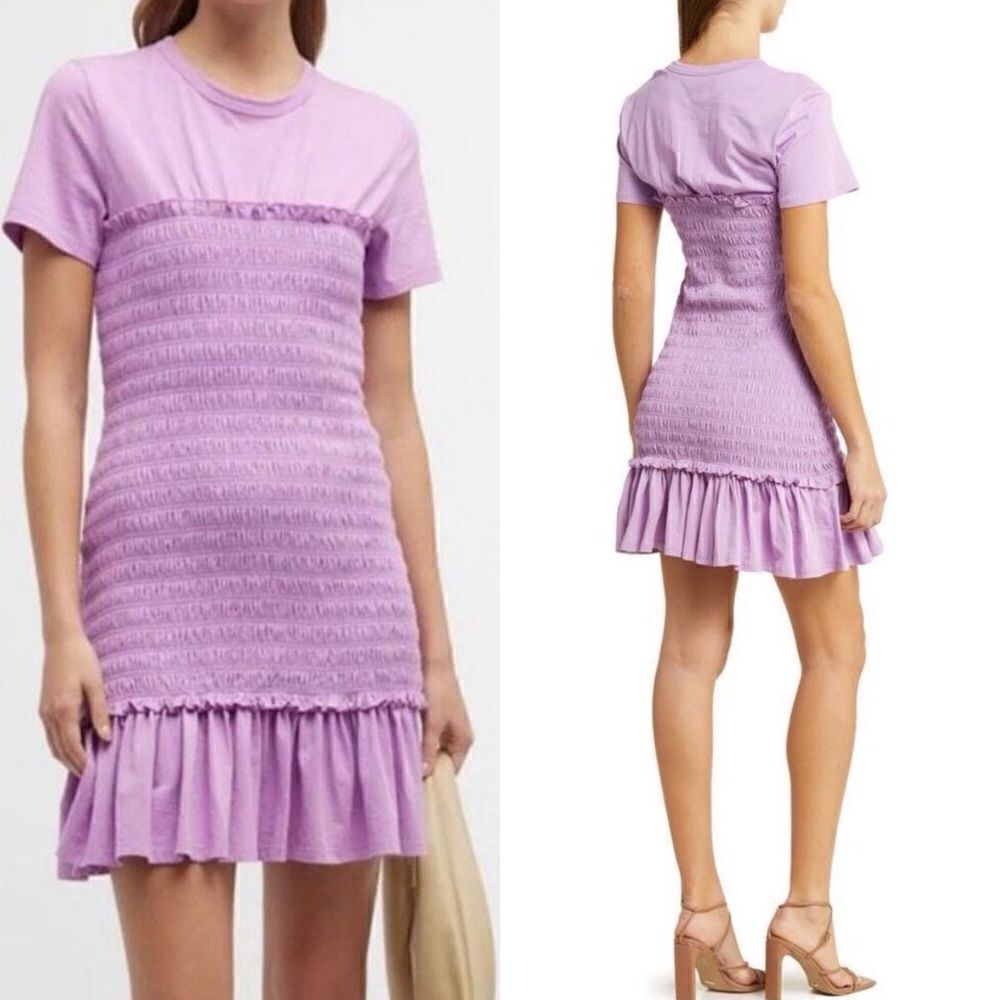 Veronica Beard NWT Tomlin Smocked Mini Dress in Violet Size Small MSRP $298